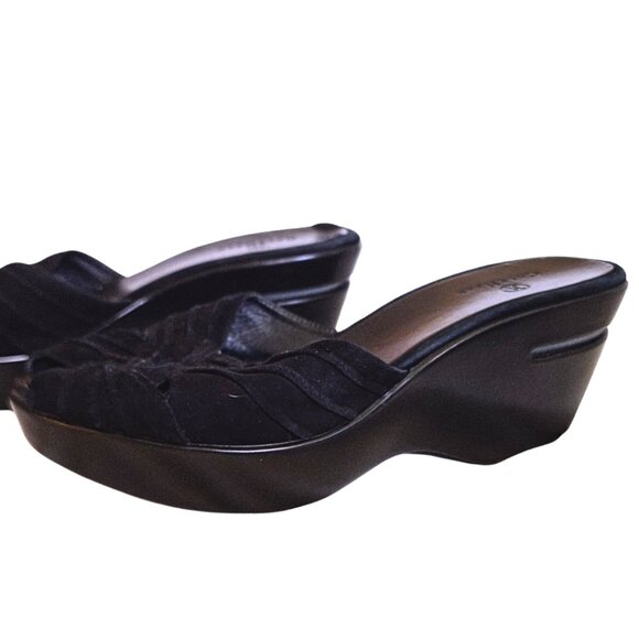 New Nike Air Cole Haan Suede Wedge Sandals Black Size 8.5 - Streetwear Sporty - Picture 8 of 10